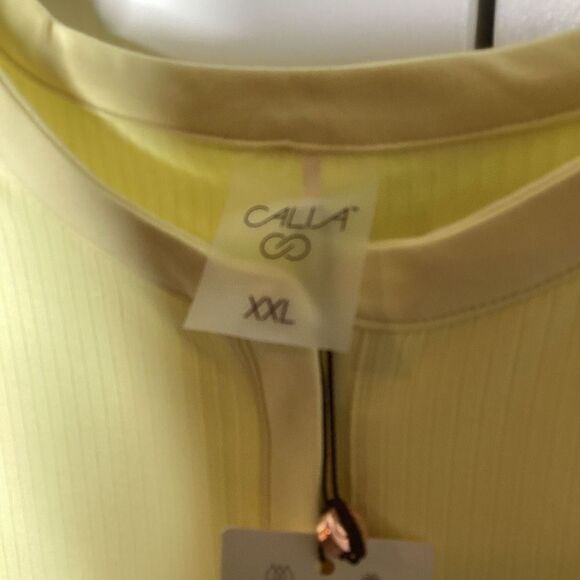 Ladies Calia‎ Carrie Underwood 1/4 snap sleeveless Top lemon Chiffon yellow 2XL - Picture 5 of 8